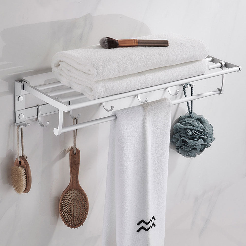 Toallero Repisa Para Baño Aluminio Con Perchero De 5 Ganchos – HappyWare