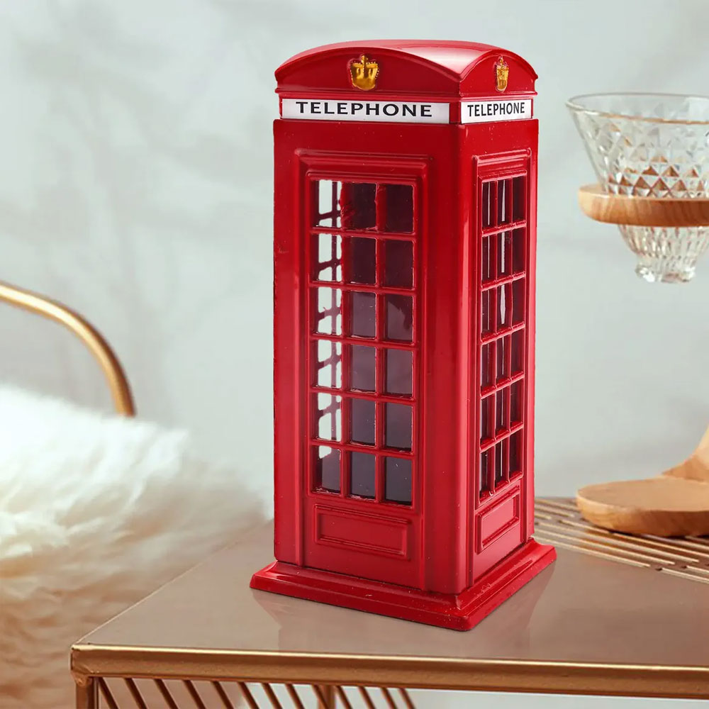 Alcancía Metálica Cabina Telefónica de Londres Roja | Alcancía Decorativa para Ahorro | Regalo Original para Hombre, Mujer, Cumpleaños, Día del Padre, Día de la Madre, San Valentín | 7.5 x 7.5 x 18.5 cm