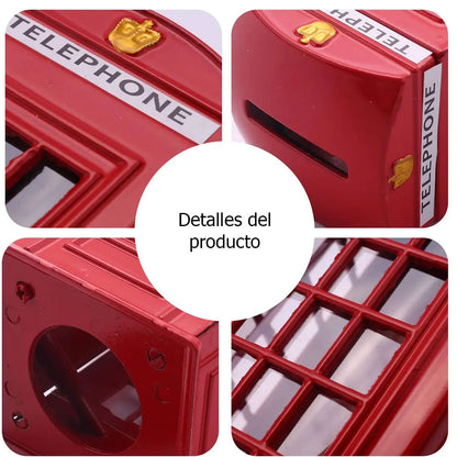 Alcancía Metálica Cabina Telefónica de Londres Roja | Alcancía Decorativa para Ahorro | Regalo Original para Hombre, Mujer, Cumpleaños, Día del Padre, Día de la Madre, San Valentín | 7.5 x 7.5 x 18.5 cm