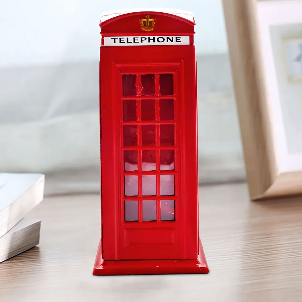 Alcancía Metálica Cabina Telefónica de Londres Roja | Alcancía Decorativa para Ahorro | Regalo Original para Hombre, Mujer, Cumpleaños, Día del Padre, Día de la Madre, San Valentín | 7.5 x 7.5 x 18.5 cm