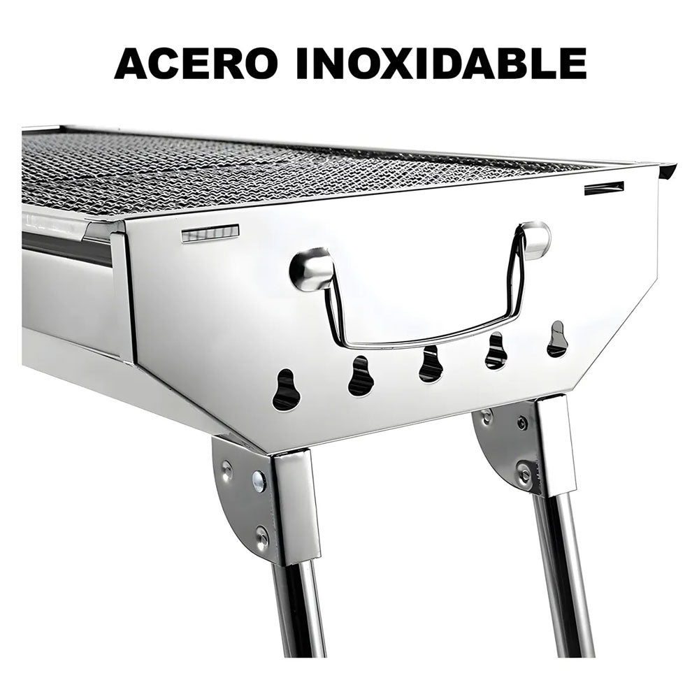 Asador Parrilla De Carbón Portátil Plegable Acero Inoxidable