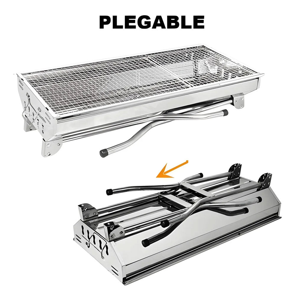 Asador Parrilla De Carbón Portátil Plegable Acero Inoxidable