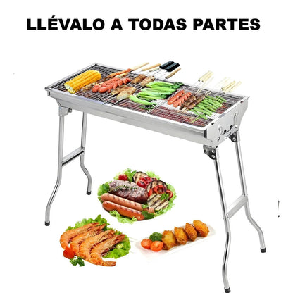 Asador Parrilla De Carbón Portátil Plegable Acero Inoxidable