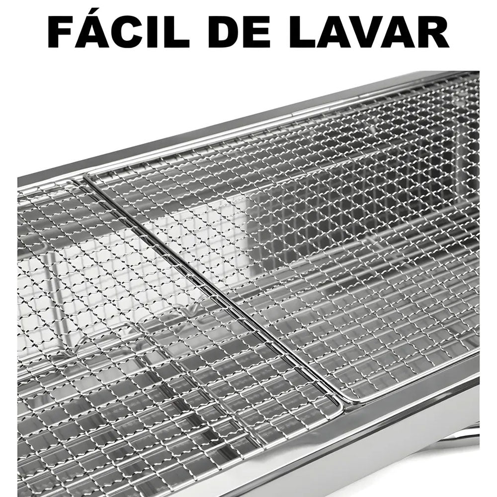 Asador Parrilla De Carbón Portátil Plegable Acero Inoxidable