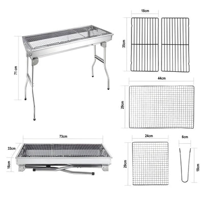 Asador Parrilla De Carbón Portátil Plegable Acero Inoxidable