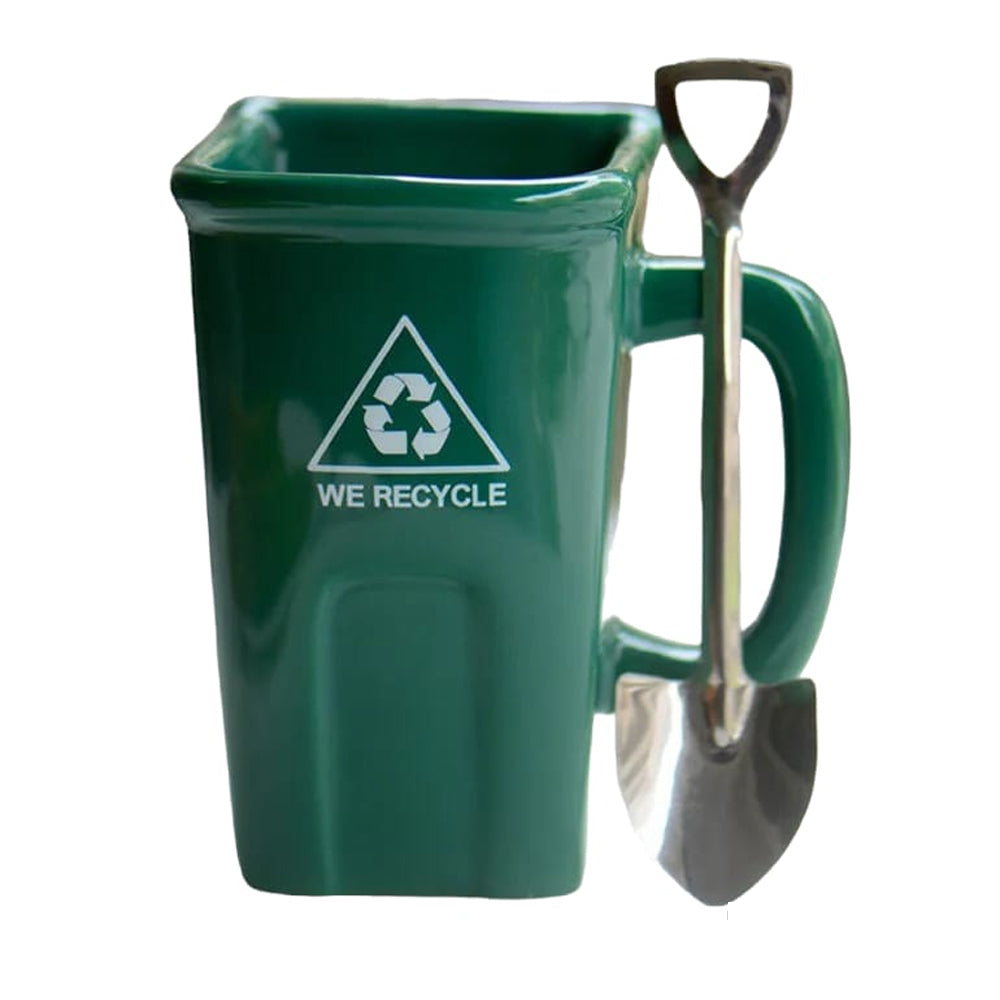 Taza de Céramica Bote Cubo Para Basura Reciclable Creativa con Cuchara en Forma de Pala