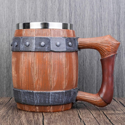 Taza de Acero Inoxidable Estilo Barril Vikingo | Taza Medieval 3D de 400 ml | Regalo para Hombre, Navidad, Cumpleaños y San Valentín