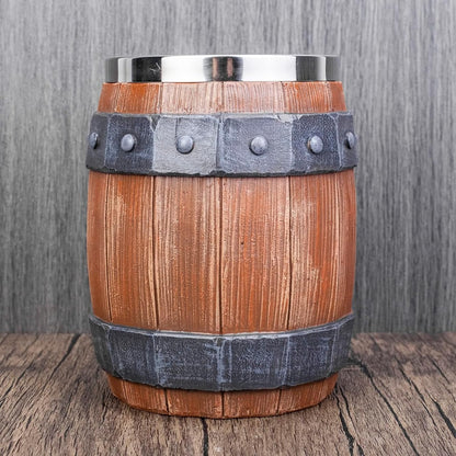 Taza de Acero Inoxidable Estilo Barril Vikingo | Taza Medieval 3D de 400 ml | Regalo para Hombre, Navidad, Cumpleaños y San Valentín