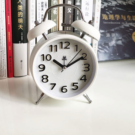 Reloj despertador de mesa redondo estilo Minimalsta Vintage Clásico Doble Campana Con Luz