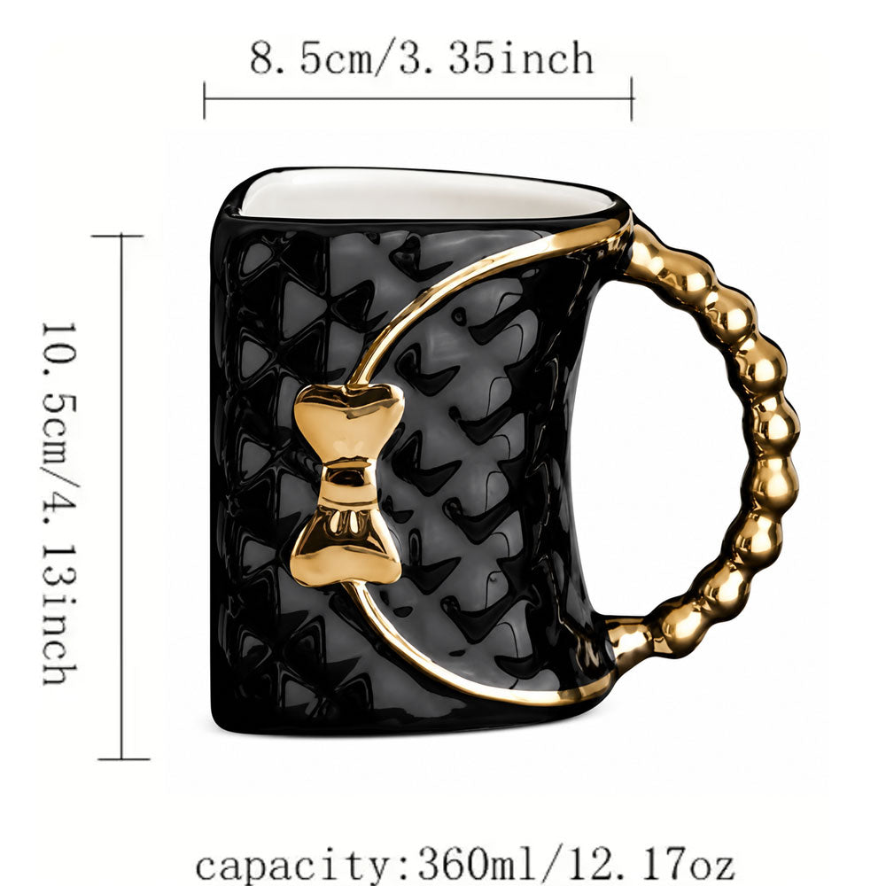 Taza en Forma de Bolso 360 ml de Cerámica | Taza para Mujer | Tazas de Café Originales | Regalo para Día de la Madre y Cumpleaños