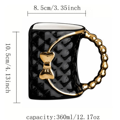 Taza en Forma de Bolso 360 ml de Cerámica | Taza para Mujer | Tazas de Café Originales | Regalo para Día de la Madre y Cumpleaños