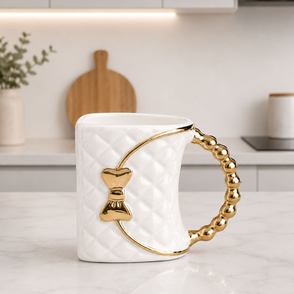 Taza en Forma de Bolso 360 ml de Cerámica | Taza para Mujer | Tazas de Café Originales | Regalo para Día de la Madre y Cumpleaños