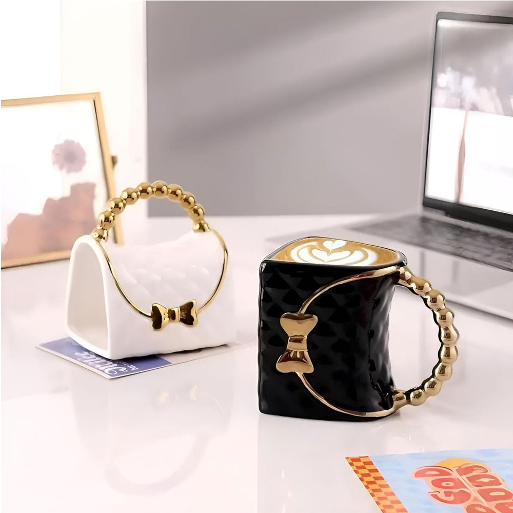 Taza en Forma de Bolso 360 ml de Cerámica | Taza para Mujer | Tazas de Café Originales | Regalo para Día de la Madre y Cumpleaños
