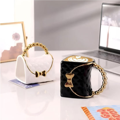 Taza en Forma de Bolso 360 ml de Cerámica | Taza para Mujer | Tazas de Café Originales | Regalo para Día de la Madre y Cumpleaños