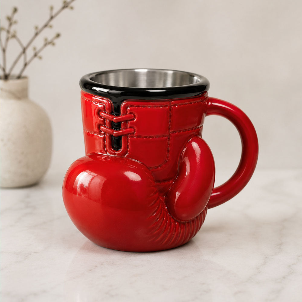 Taza Guante de Box Roja 3D | Taza de Acero Inoxidable para Café y Té | Regalo para Boxeadores, Gimnasio, Día del Padre y Cumpleaños