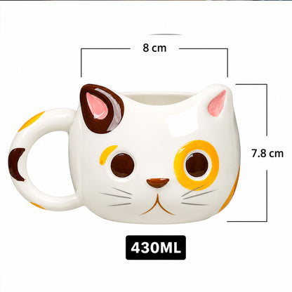 Taza Kawaii de Gato 3D de Cerámica para Café y Té | Taza con Forma de Gatito Original, Taza Cute Premium para Chocolate Caliente, Regalo para Amantes de los Gatos, Cat Lovers, Mujer y Cumpleaños