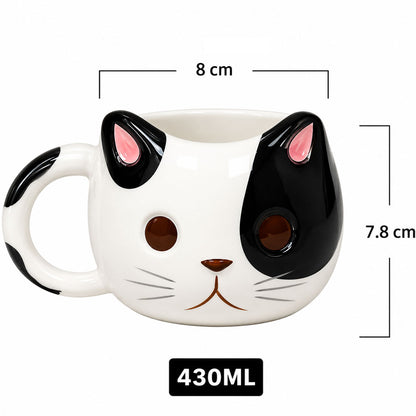 Taza Kawaii de Gato 3D de Cerámica para Café y Té | Taza con Forma de Gatito Original, Taza Cute Premium para Chocolate Caliente, Regalo para Amantes de los Gatos, Cat Lovers, Mujer y Cumpleaños
