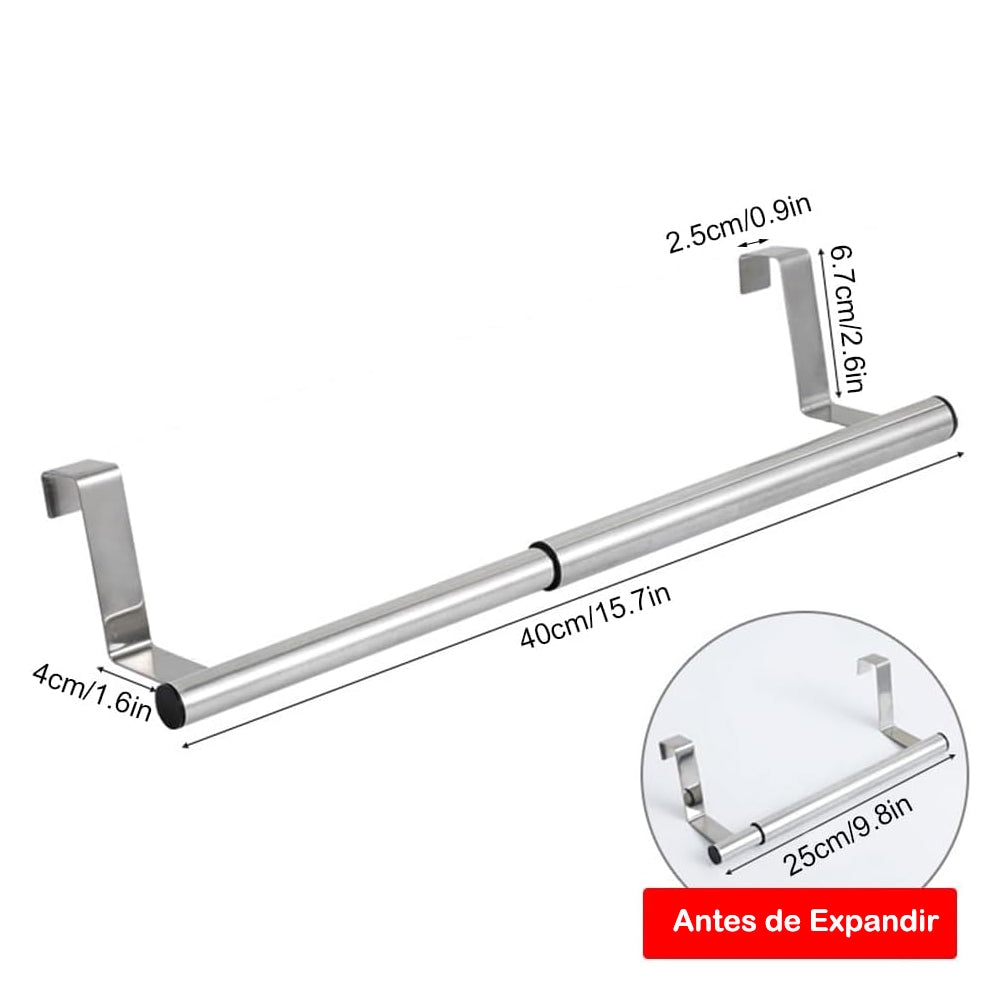 Toallero ajustable sobre la puerta de acero inoxidable para clóset de cocina, estante de toalla expandible universal para puerta de cocina y baño