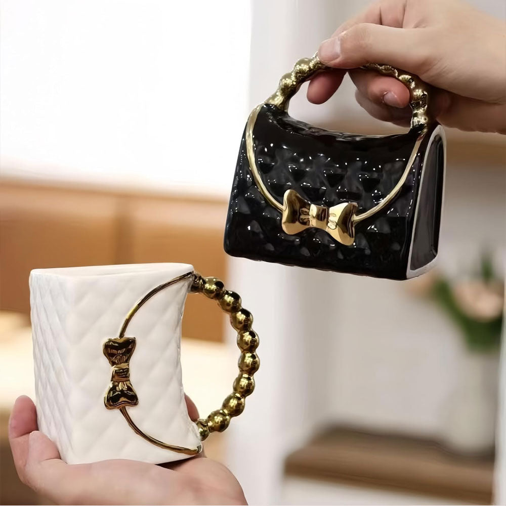 Taza en Forma de Bolso 360 ml de Cerámica | Taza para Mujer | Tazas de Café Originales | Regalo para Día de la Madre y Cumpleaños
