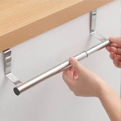 Toallero ajustable sobre la puerta de acero inoxidable para clóset de cocina, estante de toalla expandible universal para puerta de cocina y baño