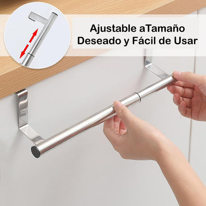 Toallero ajustable sobre la puerta de acero inoxidable para clóset de cocina, estante de toalla expandible universal para puerta de cocina y baño