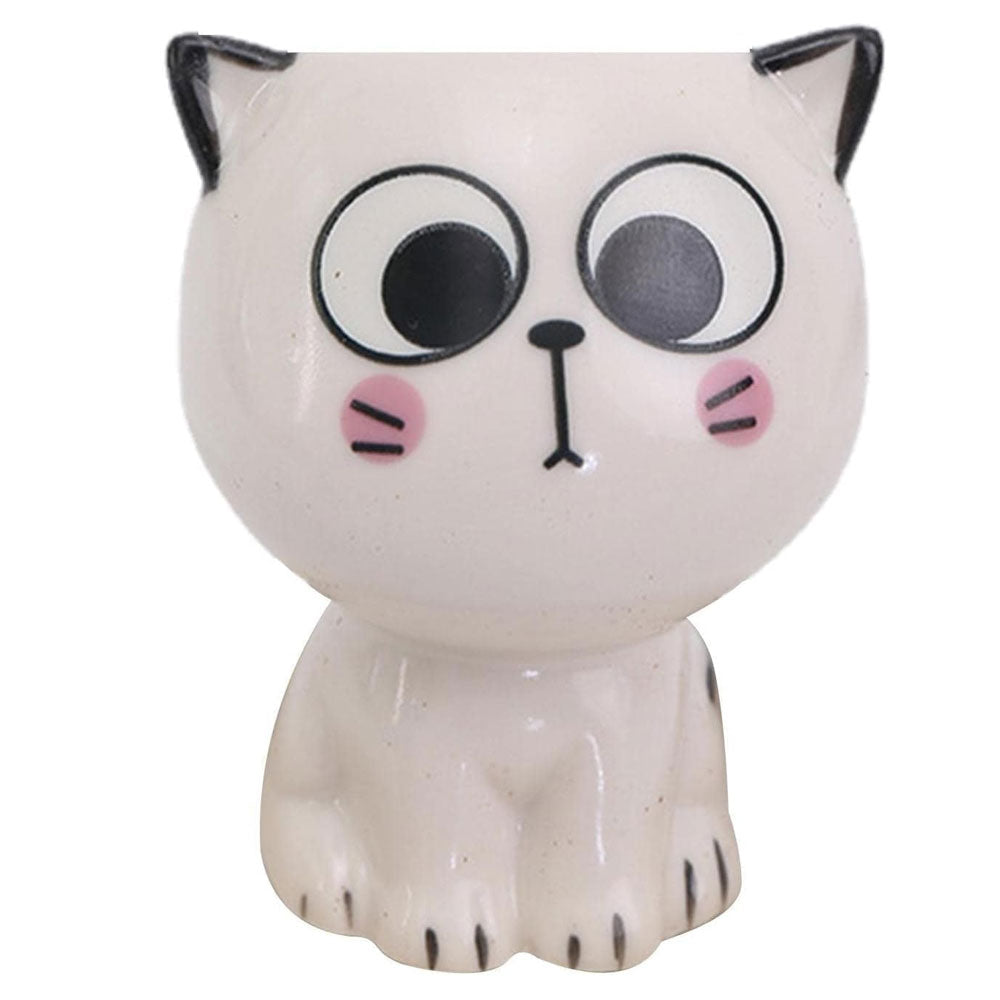Set 4 Macetas Gato de Dibujos Animados de Cerámica  para oficina, pequeña planta verde