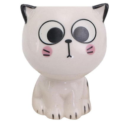 Set 4 Macetas Gato de Dibujos Animados de Cerámica  para oficina, pequeña planta verde