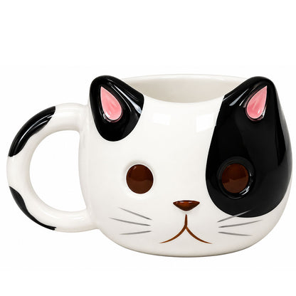 Taza Kawaii de Gato 3D de Cerámica para Café y Té | Taza con Forma de Gatito Original, Taza Cute Premium para Chocolate Caliente, Regalo para Amantes de los Gatos, Cat Lovers, Mujer y Cumpleaños