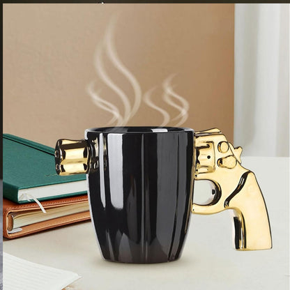Taza De Cerámica De Café Para Hombre Forma Revolver Pistola 400ml