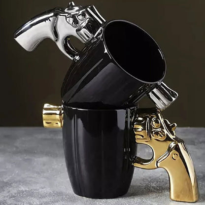 Taza De Cerámica De Café Para Hombre Forma Revolver Pistola 400ml