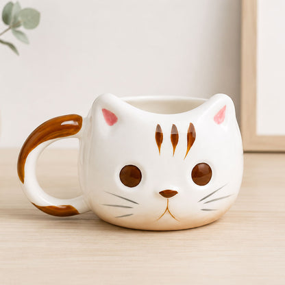 Taza Kawaii de Gato 3D de Cerámica para Café y Té | Taza con Forma de Gatito Original, Taza Cute Premium para Chocolate Caliente, Regalo para Amantes de los Gatos, Cat Lovers, Mujer y Cumpleaños
