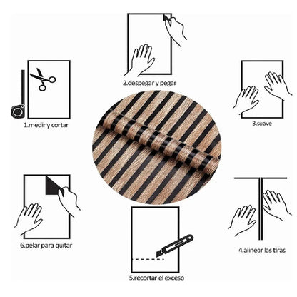 Papel Tapiz  Madera Caqui con Negro Autoadherible Pared 45cm X 10m HY03