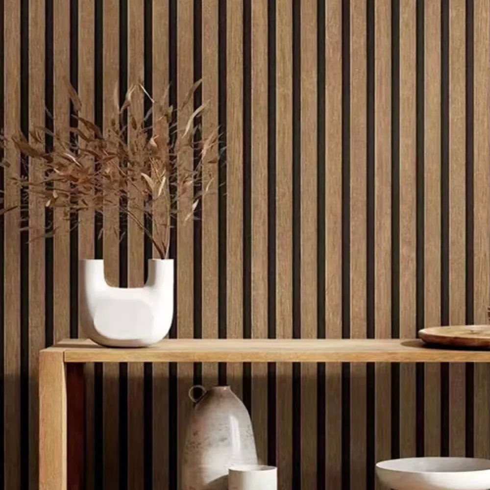 Papel Tapiz  Madera Caqui con Negro Autoadherible Pared 45cm X 10m HY03