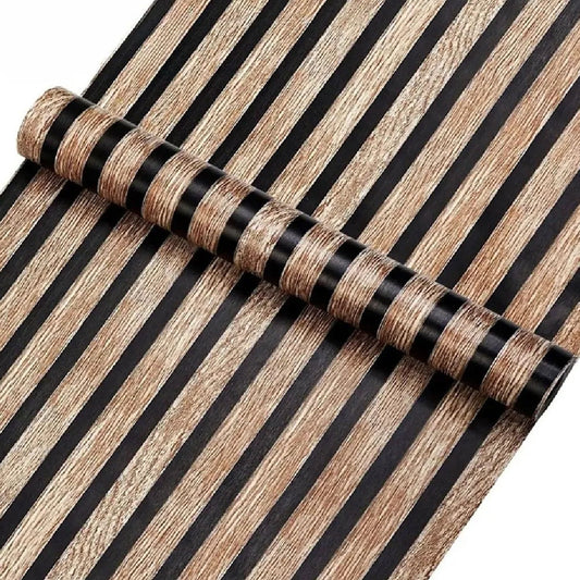 Papel Tapiz  Madera Caqui con Negro Autoadherible Pared 45cm X 10m HY03