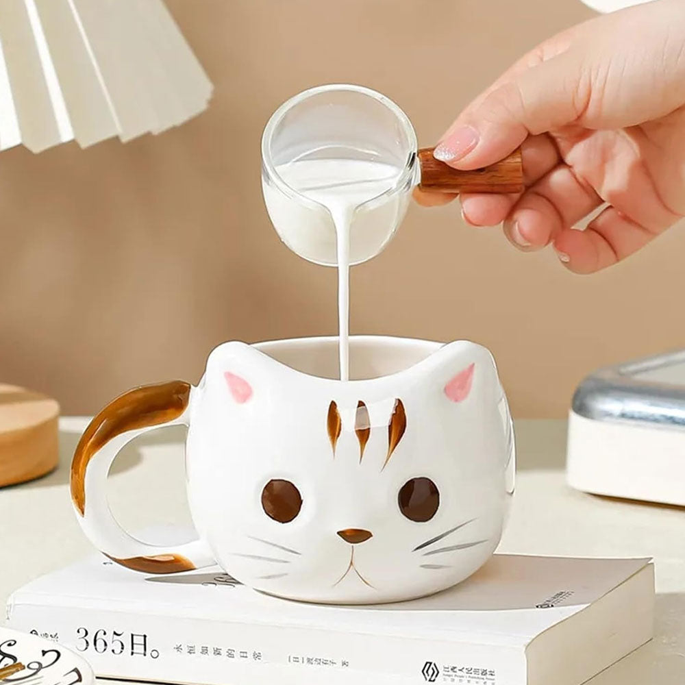 Taza Kawaii de Gato 3D de Cerámica para Café y Té | Taza con Forma de Gatito Original, Taza Cute Premium para Chocolate Caliente, Regalo para Amantes de los Gatos, Cat Lovers, Mujer y Cumpleaños