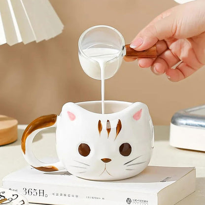 Taza Kawaii de Gato 3D de Cerámica para Café y Té | Taza con Forma de Gatito Original, Taza Cute Premium para Chocolate Caliente, Regalo para Amantes de los Gatos, Cat Lovers, Mujer y Cumpleaños