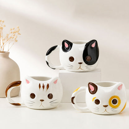 Taza Kawaii de Gato 3D de Cerámica para Café y Té | Taza con Forma de Gatito Original, Taza Cute Premium para Chocolate Caliente, Regalo para Amantes de los Gatos, Cat Lovers, Mujer y Cumpleaños