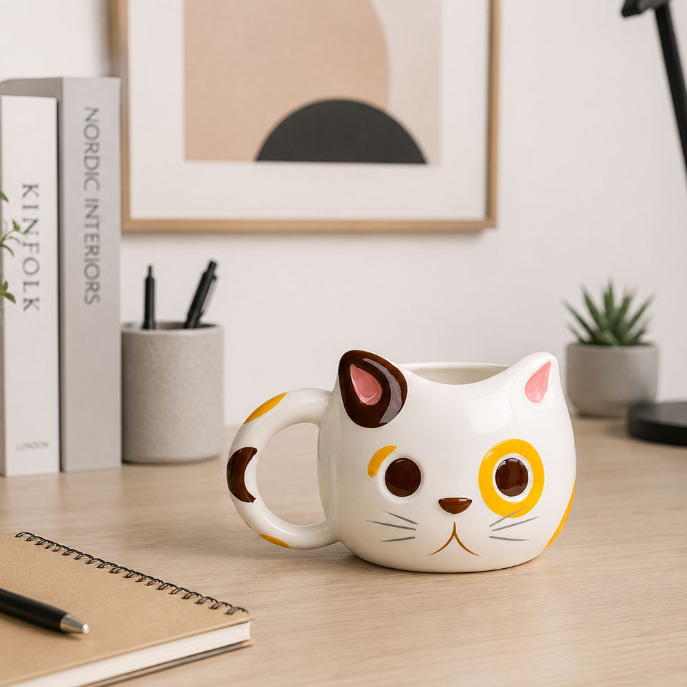 Taza Kawaii de Gato 3D de Cerámica para Café y Té | Taza con Forma de Gatito Original, Taza Cute Premium para Chocolate Caliente, Regalo para Amantes de los Gatos, Cat Lovers, Mujer y Cumpleaños