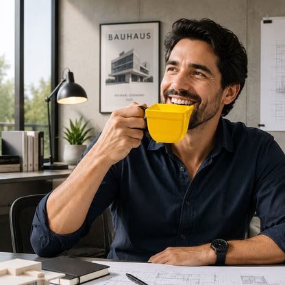 Taza de Café Excavadora 3D de Cerámica con Cuchara Pala Metálica