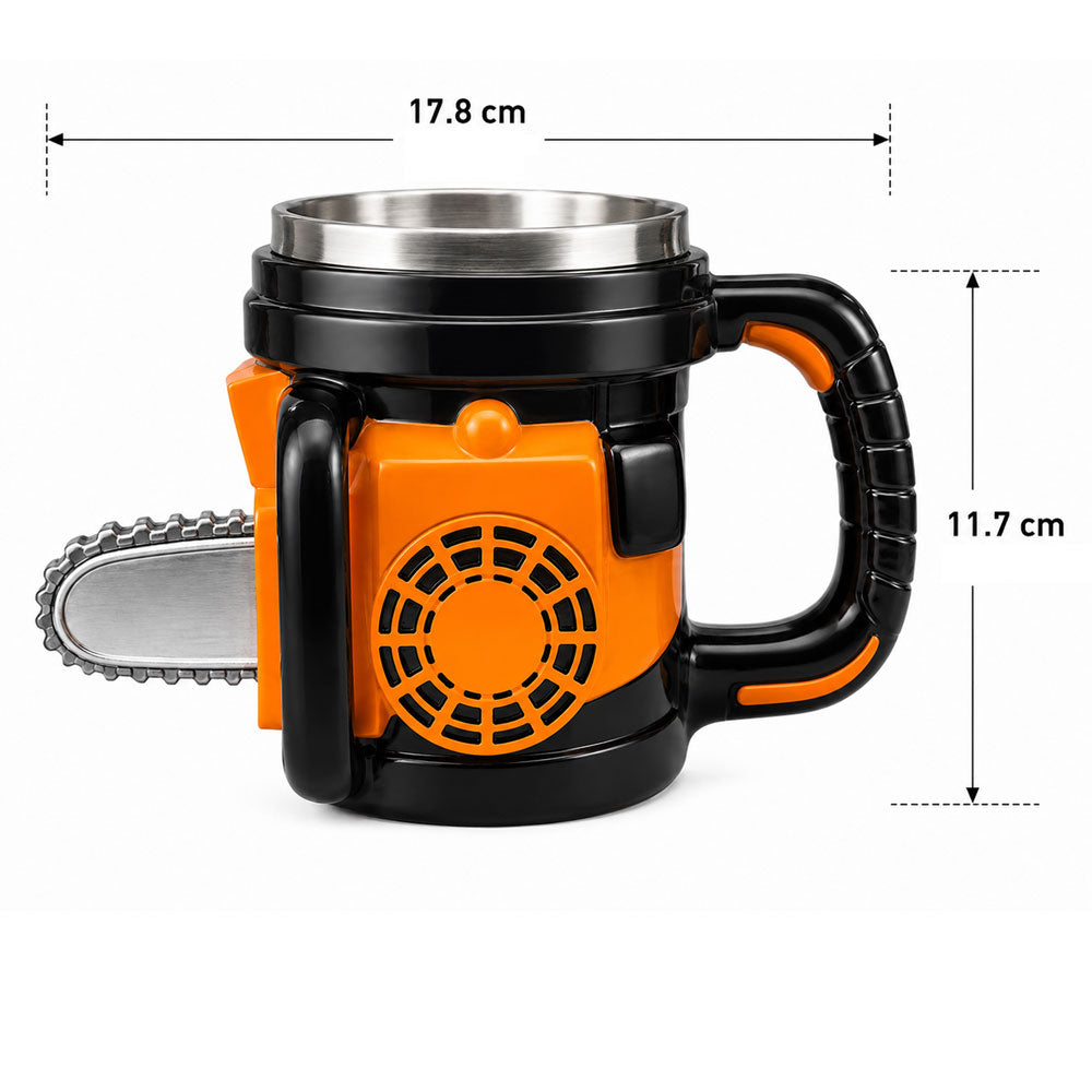 Taza Motosierra 3D de Acero Inoxidable 400 ml | Taza para Café, Té y Cerveza | Regalo Original para Hombre, Papá y Carpinteros