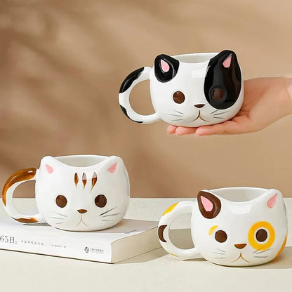 Taza Kawaii de Gato 3D de Cerámica para Café y Té | Taza con Forma de Gatito Original, Taza Cute Premium para Chocolate Caliente, Regalo para Amantes de los Gatos, Cat Lovers, Mujer y Cumpleaños