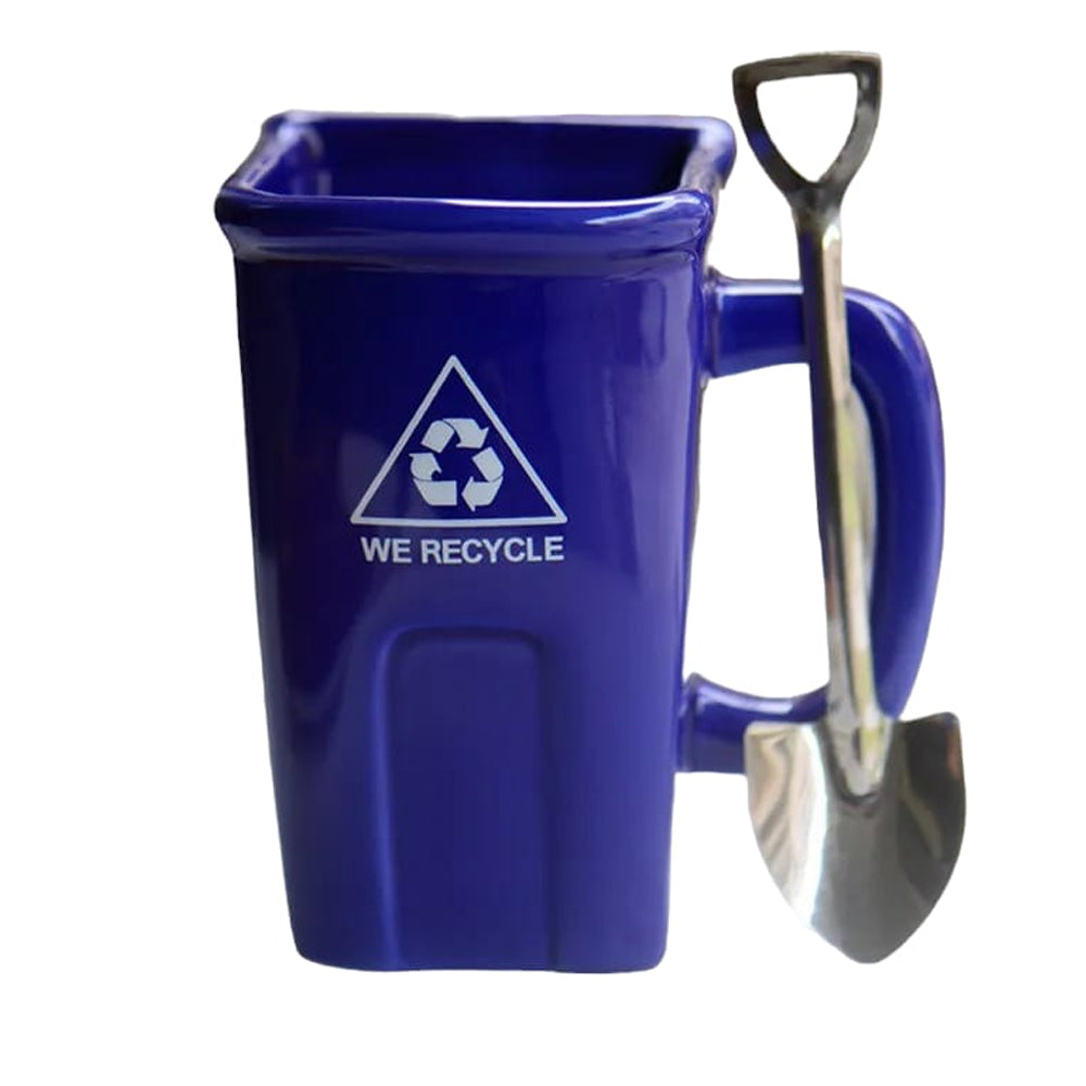 Taza de Céramica Bote Cubo Para Basura Reciclable Creativa con Cuchara en Forma de Pala